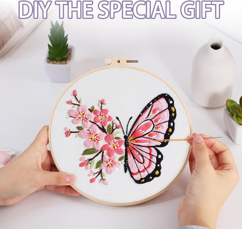 Offizon 3 PCS Embroidery Kit for Beginners - Embroidery Patterns, Embroidery Accessories & Hoop Included, Hand Embroidery Kit for Adults Stitching...