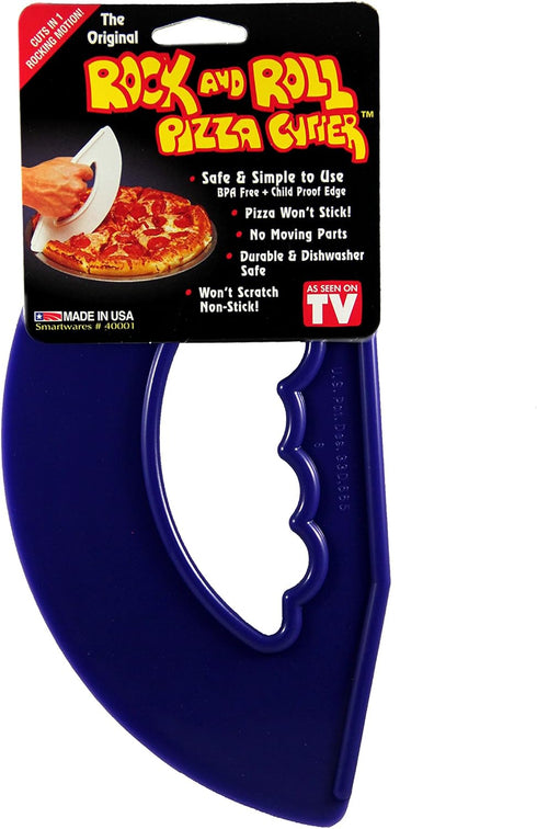 Rock'n Roll Pizza Cutter, Plastic, Non-Stick, Rocking, 9 inch, Easy Clean, Dishwasher Safe, Handheld Pizza Slicer, Easier Slicing Tool, Baking, Pa...