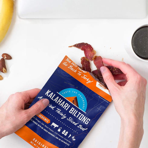Original Kalahari Biltong, Air-Dried Thinly Sliced Beef, 2oz (Pack of 3), Sugar Free, Gluten Free, Keto & Paleo, High Protein Snack...