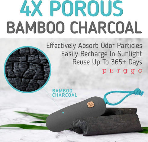 Bamboo Charcoal Shoe Deodorizer Air Purifying Bag - Natural Odor Eliminator - Last 365+ Days - No Chemicals - Air Freshener for Shoes and Closet -...