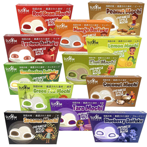 Fusion Select Mochi Daifuku Snacks - Traditional Japanese Rice Cakes with Filling - Flavored Asian Sweet Desserts for Family - Chewy and Soft Text...