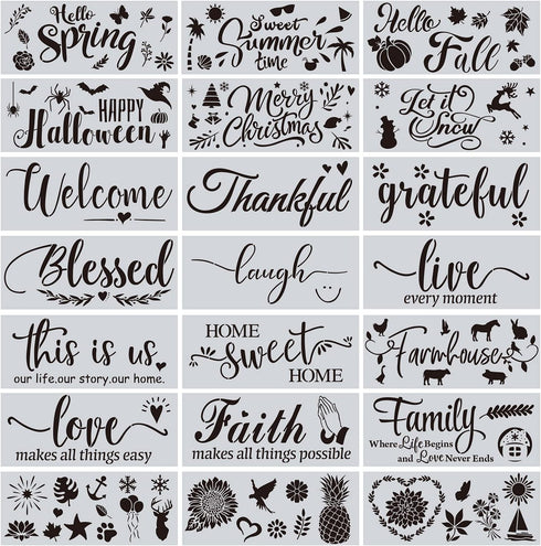 21 Pieces Letter Stencils for Painting on Wood Canvas Laser Cut Painting Stencil - Large Alphabet Welcome Calligraphy Font Suitable for Home Decor...