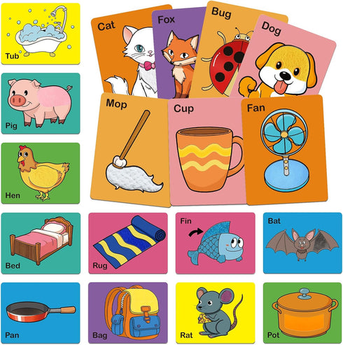 Touch & Feel Flash Cards for Toddlers 1-3,CVC Word Games,Speech Therapy Toys for 12 to 18 Months,Autism Sensory Products, Educational Flashcards,L...