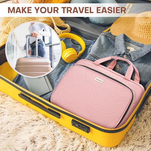 8L Travel Toiletry Bag with Jewelry Organizer for Women - 2.1 GAL Water-resistant Makeup Cosmetic Bag With Hanging Hook for Accessories Shampoo Fu...
