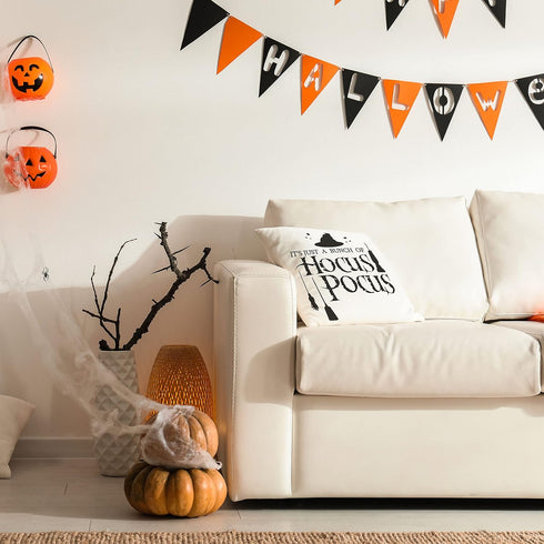 Glaring Halloween Decor Pillow Covers 18x18 Set of 4 Halloween Decorations Hocus Pocus Farmhouse Saying Outdoor Fall Pillows Decorative Throw Cush...