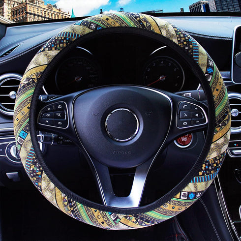 3 Pack Boho Steering Wheel Cover with Car Cup Holder Coasters Universal Baja Hippie Bohemian Style Steering Wheel Covers Cute Car Steering Wheel C...