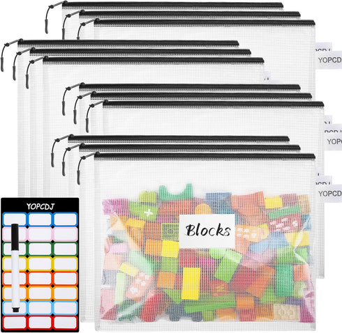 12pcs Mesh Zipper Pouch Bags, A4 Puzzle Bag for Organizing Storage Bag, File Bags for Office, Board Games and Home Supplies...