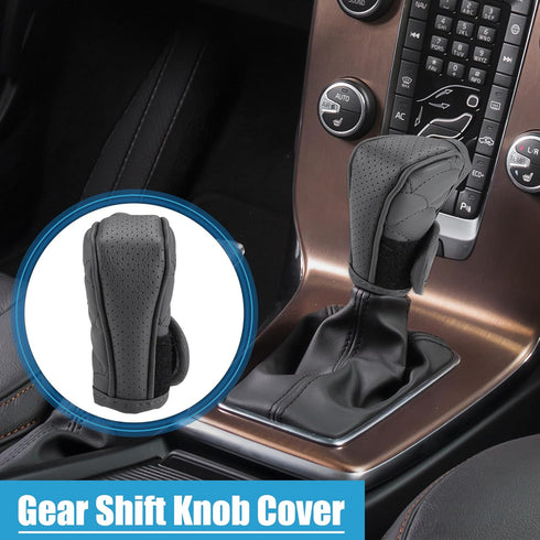 Car Shift Knob Cover with Breathable Design Universal Vehicle Interior Shift Gear Cover Trim Accessories Decorative Faux Leather Gray...