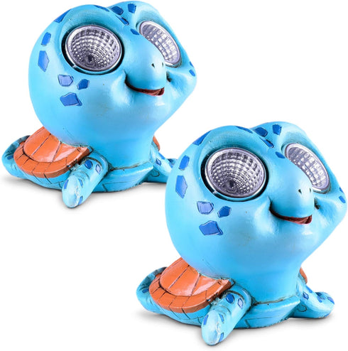 Turtle Solar Garden Decor Figurine Set | Outdoor LED Lawn Figure | Light Up Decorative Statue Accents for Patio, Lawn, Deck | Weather Resistant | ...