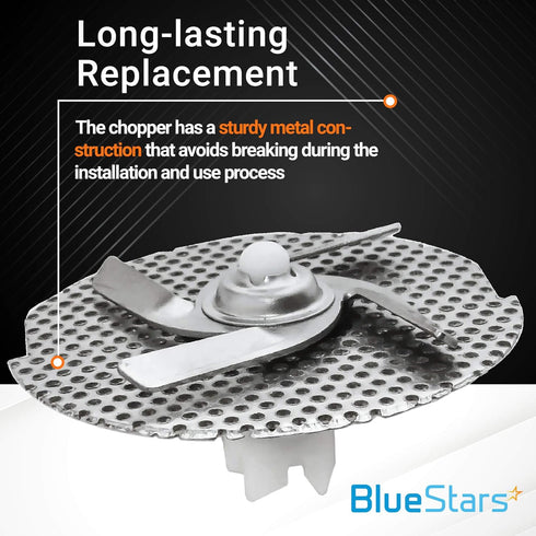Ultra Durable W10083957V Dishwasher Chopper Blade Replacement Part by Blue Stars - Exact Fit for KitchenAid Whirlpool Kenmore Dishwashers - Replaces 8268383 WP8268383 AP5983779 W10083957