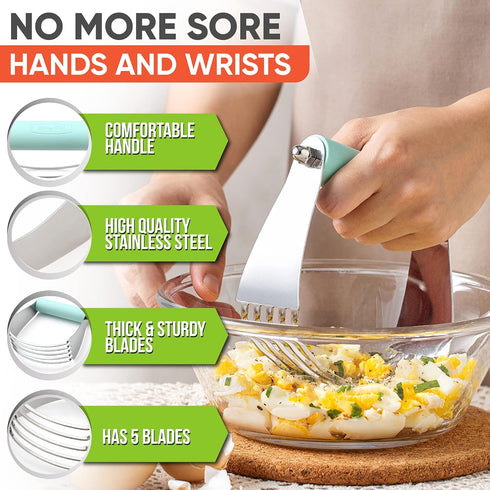 Spring Chef Stainless Steel Large Size Dough Blender For Baking, Professional Manual Dough Cutter Tool, Dishwasher Safe Puff Pastry Cutter Tool wi...