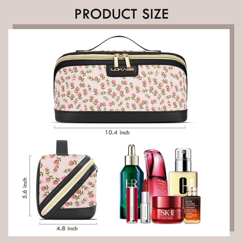 Travel Makeup Bag, Large Capacity Cosmetic Bags for Women, Water-Resistant Portable Travel Toiletry Bag Skincare Bag Stuff for Women with Handle a...