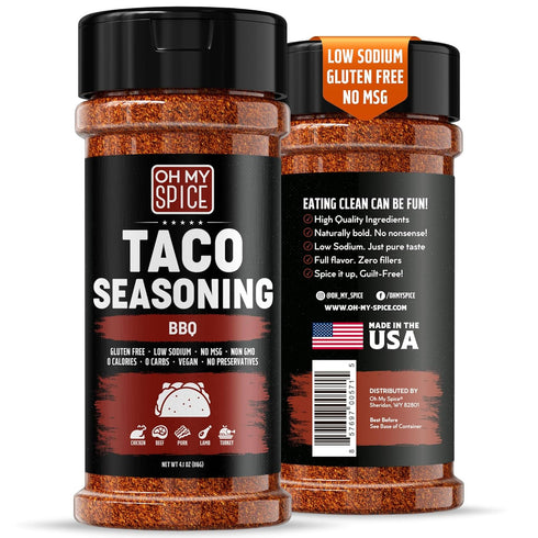 Taco Seasoning Mix BBQ Rub - Gluten Free & Low Sodium Mexican Seasoning Blend for Taco Tuesday Night. BBQ Seasonings for Fajita & Burrito. Meat, S...