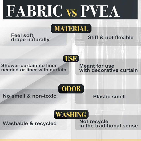 Ultimate Waterproof Long Fabric Shower Curtain or Liner 72x74, Breathable TPU & Machine Washable, Use for Bath Tub/Stall in Home and Hotel, White,...