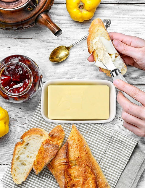 2 Pack Stainless Steel Butter Spreader Knife, Butter Knife with White Porcelain Handle, Cheese Butter Spreader Knives for Kitchen...