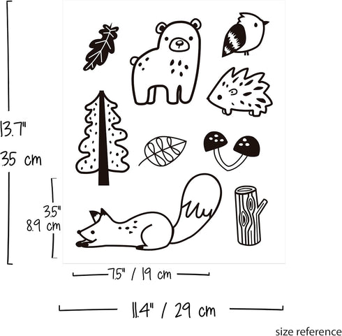 Forest Animal Wall Decals Peel and Stick for Kids, Baby Bedroom Nursery and Living Room. 36 pcs Adhesive Vinyl Wall Stickers Decor (White)...