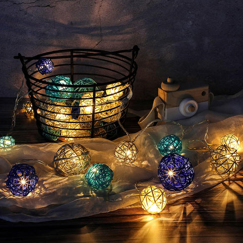 72 Pcs Wicker Rattan Decorative Balls Centerpiece Bowls Fillers Balls for Spring Summer Craft, Wedding Party, Potpourri Decor, 4 Sizes(Dark Blue, ...