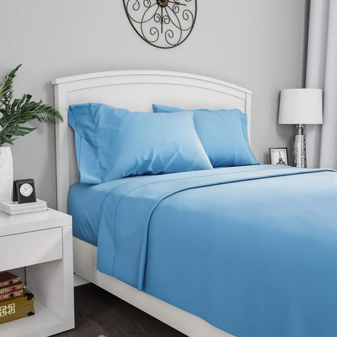 Bedford Home Series 1200 3 Piece Twin Sheet Set - Blue...