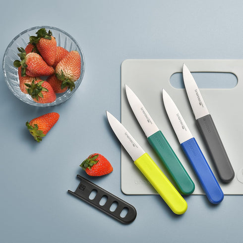 linoroso Paring Knife with Cover of 4, Paring Knife Set for Camping, 3.5" Paring Knife Set of Premium Stainless Steel, Ultra Sharp Small Kitchen K...