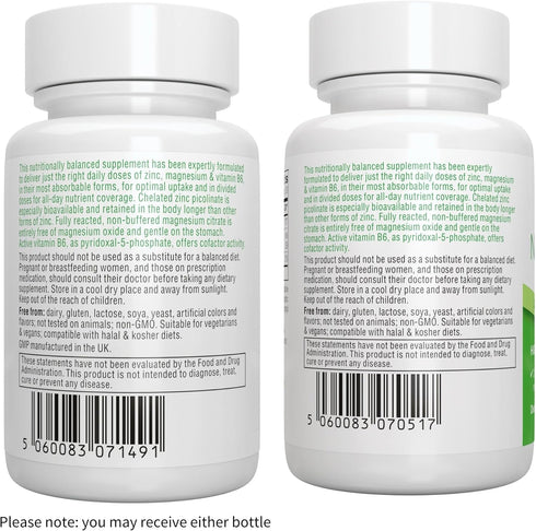 Neurobalance, High Absorption Zinc Magnesium B6 Supplement, non-GMO Brain, Sleep & Immune, Chelated Zinc Picolinate 24mg, Oxide-Free Magnesium & V...