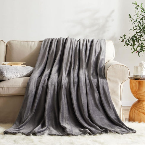 KMUSET Fleece Blanket Throw Size Dark Grey Lightweight Super Soft Cozy Fuzzy Bed Blankets Microfiber Factory Shop...