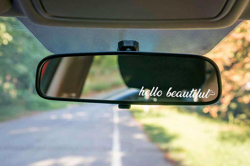 AG- 2 Pack Hello Beautiful Vanity Rear View Mirror Self-Motivation Decal Sticker for Car Windows Mirrors Decals for Women Self-affirmation Decal...