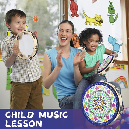 Tambourine for Kids Adults 8 inch Tamborine Percussion Musical Instrument Hand Held Drum for Kids Adults Metal Jingles Percussion Gift Apply to Fa...
