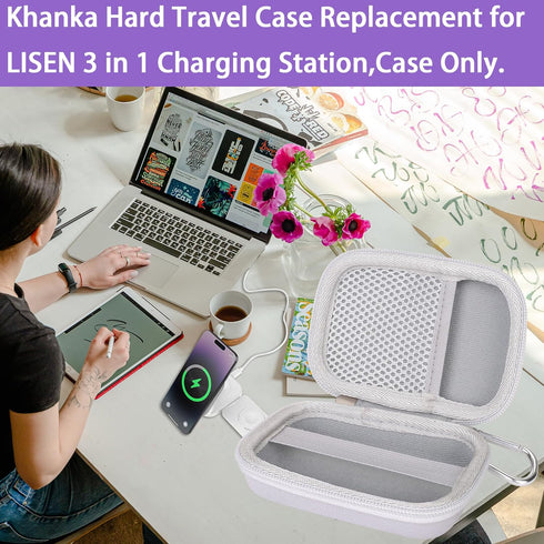 khanka Hard Travel Case Replacement for LISEN 3 in 1 Charging Station,Travel Wireless Charging Station for Multiple Devices,Case Only(White)....