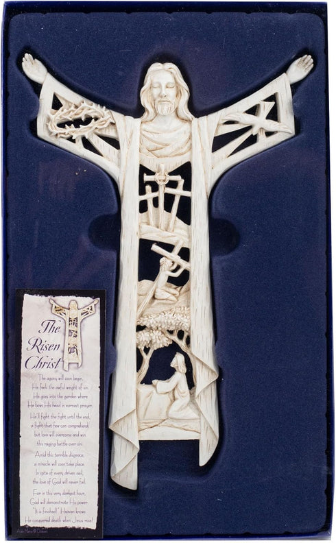 Dicksons The Risen Christ Calvary Story 11 Inch Woodgrain Resin Stone Wall Cross...