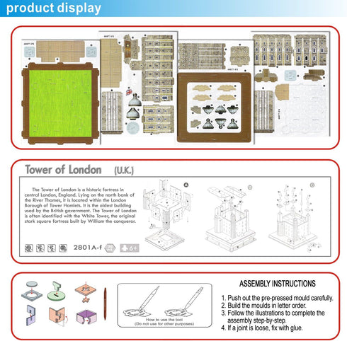 Creative 3D Puzzle Paper Model Tower of London DIY Fun & Educational Toys World Great Architecture Series, 36 Pcs...
