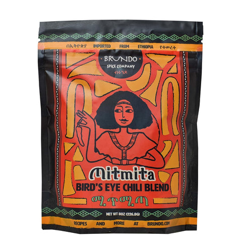 Brundo Ethiopian Spice Company Mitmita | Imported Authentic Ethiopian Spice Blend With Bird's Eye Chili Pepper (8 oz) | Processed in and Imported ...