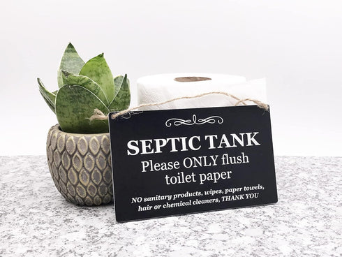 Stylish and Bold, Black and White, SEPTIC TANK Sign | Plaque | Notice for Toilet | Bathroom | W.C | only flush toilet paper | Information Notice |...