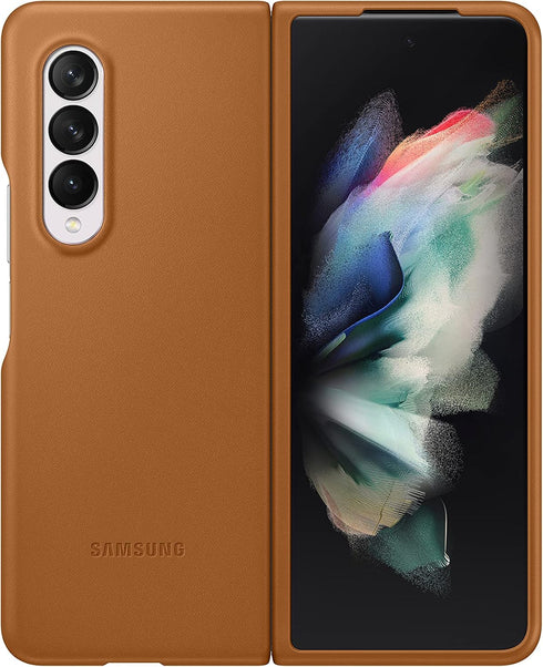 Samsung Galaxy Z Fold 3 Phone Case, Leather Protective Cover, Heavy Duty, Shockproof Smartphone Protector, US Version, Camel,EF-VF926LAEGUS...