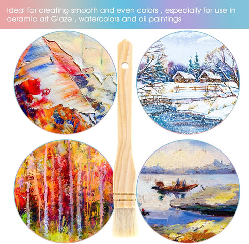 3 Pcs Hake Brushes Flat Watercolor Brushes Artist Painting Brushes Soft Sheep Hair Brushes for Ceramic Pottery Paint Painting White...