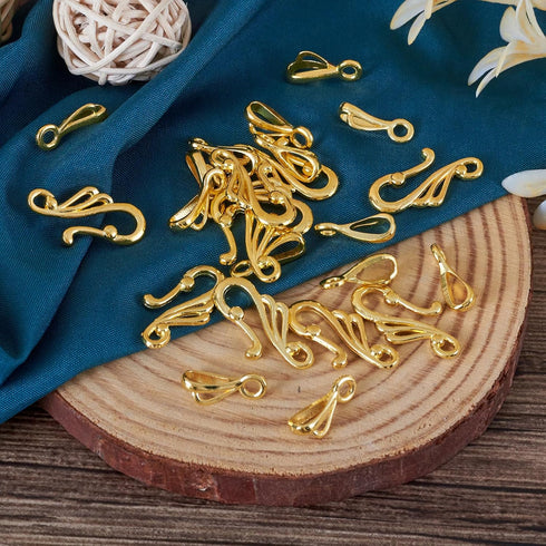 Craftdady 50 Sets Tibetan Gold S Hook Eye Toggle Clasps Metal Closure End Clasps with Bar for Bracelet Necklace Jewelry Making...