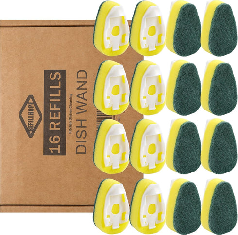 Dish Wand Refills 16Pack, Dishwand Sponges Replacement Heads,Common Compatible Dish Wand Heads, Durable Dish Wand Scrubber Sponge For Kitchen Clea...