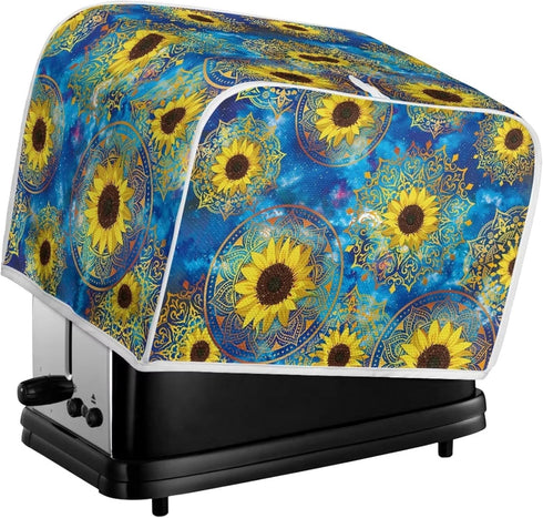Sunflower Print Toaster Cover 2 Slice Wide Slot Decorative Accessories for Kitchen, Boho Mandala Flower Small Appliance Covers Anti Fingerprints O...