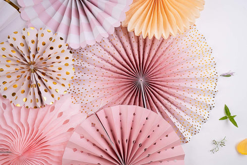 PapaKit Origami Wall Decoration Set (8 Assorted Round Paper Fans) Birthday Party Baby Shower Wedding Events Decor | Creative Art Design Pattern (S...