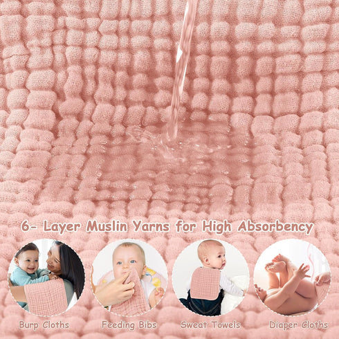 Looxii Muslin Burp Cloths 100% Cotton Muslin Cloths Large 20''x10'' Extra Soft and Absorbent 6 Pack Baby Burping Cloth for Boys and Girls Shell Pi...
