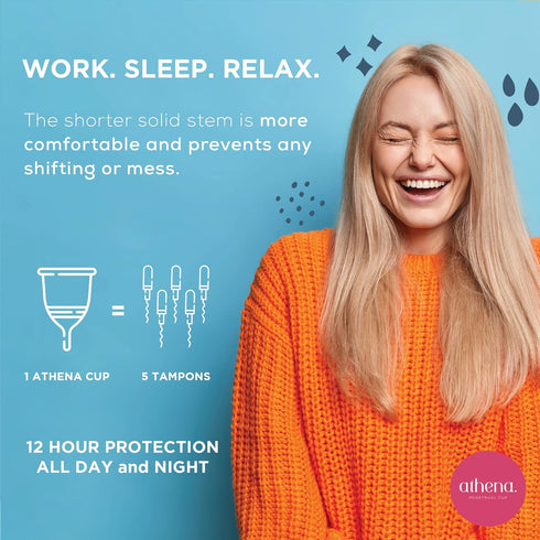 Athena Menstrual Cups 2 Pack - Large and Small Set - The Original Softer Reusable Period Cups for Women – for Light to Heavy Flow – No Shift Menst...