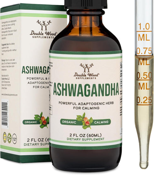 Ashwagandha Organic Drops for Stress Relief (1,200mg, 60 Servings) Ashwagandha Tincture for Adrenal Support and Cortisol Manager (Vegan Safe, Glut...