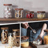 720ML/24Oz Clear Cute Glass Storage Canister Holder with Stackable Airtight Wood Lid, Modern Decorative Container Jar for Coffee, Spice, Candy, Sa...