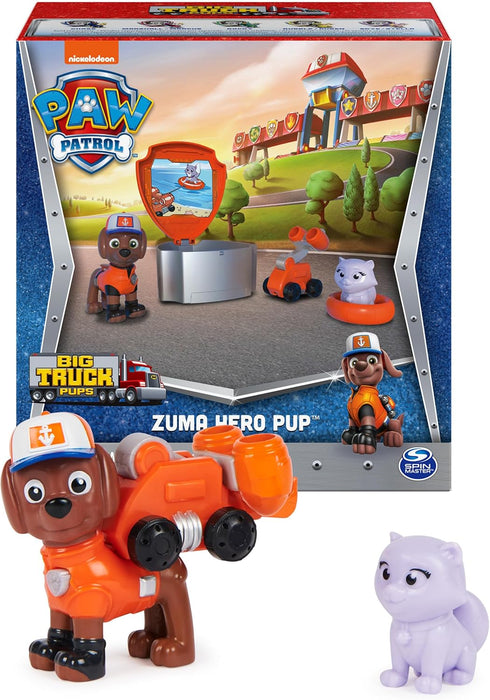 Paw Patrol, Big Truck Pups Zuma Action Figure with Clip-on Rescue Drone, Command Center Pod and Animal Friend Kids Toys Ages 3 and up...