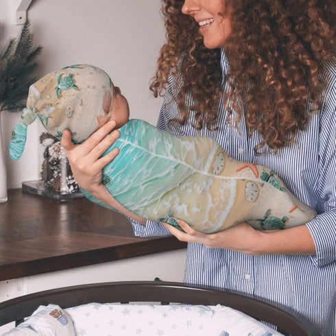 Beach Sea Turtle Baby Newborn Swaddle Blanket with Beanie Hat Set, 100% Cotton Receiving Blankets Sleep Sack for Boy & Girl Newborn Shower Gift...