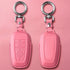 Tukellen for Ford Leather Key Fob Cover with Keychain Compatible with Ford Explorer Mustang Fusion Escape F150 F250 F350 F450 F550 Edge-Pink...