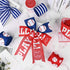 5Rolls Baseball Wired Edge Ribbon 2.5 Inch Red Blue White Sports Ball Pattern Fabric Ribbon for Wreath Bow Making for Sport Themed Birthday Party ...