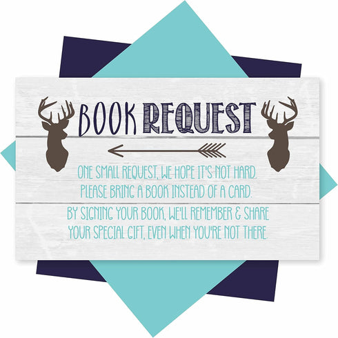 Hadley Designs 25 Books For Baby Shower-Deer Baby Shower Invitation Inserts, Book Request Baby Shower Guest Book Alternative, Bring A Book Instead...