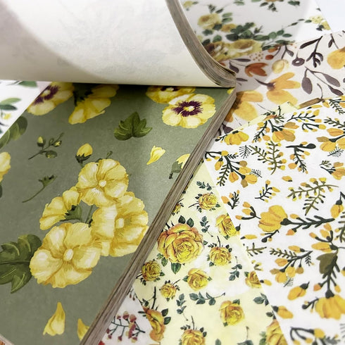 100Scrapbook Craft Paper Kit for Scrapbook Journaling Supplies?Yellow FlowerCraft Supplies Materials Decoupage Paper for Scrapbooking Supplies?Bul...