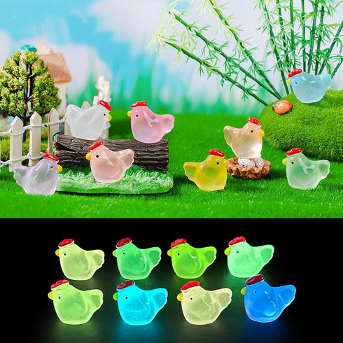 30PCS Luminous Mini Resin Chicken Glow in The Dark Tiny Chicken Figurines Animals Decoration Micro Garden Landscape Aquarium Dollhouse Ornament Ac...