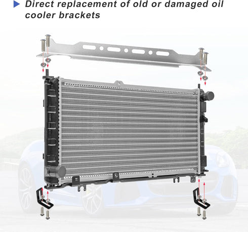 X AUTOHAUX Universal Oil Cooler Mounting Bracket Kit 330mm Aluminum Alloy Engine Oil Cooler Radiator Adapter Kit Oil Cooler Bracket Kit Silver Ton...